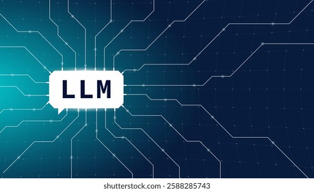 Futuristic AI background with large language model, neural network and big data visualization. Abstract vector illustration for machine learning, analytics or advanced technology concept.