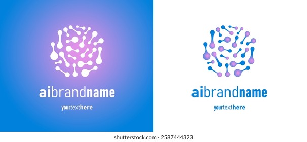 Futuristic AI brain logo with neuron connections and digital network. Modern vector icon with gradient colors for artificial intelligence technology innovation. Perfect for app, website or branding