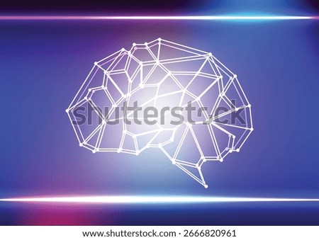 Futuristic AI Brain Technology with Data Computing. Abstract Artificial Intelligence on Dark Blue Background. illustration vector design background