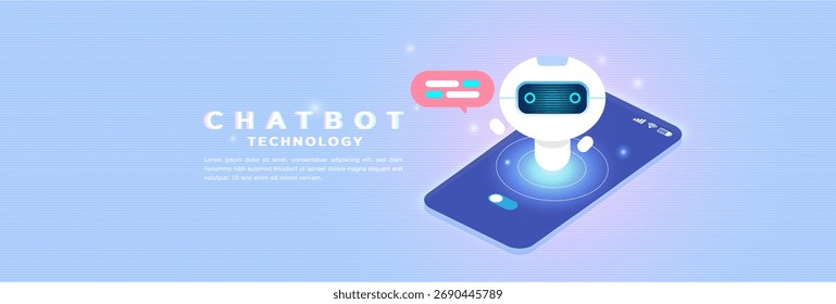 O conceito de chatbot e smartphone de IA futurista com bolha de mensagem. Ideal para assistente digital, inovação tecnológica e serviço de suporte on-line.