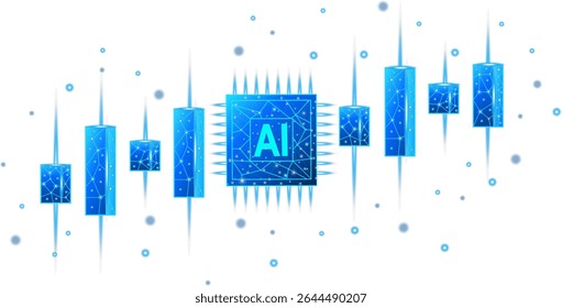 Futuristic AI chip circuit trending, artificial intelligence trending on a transparent background, technology and innovation concept