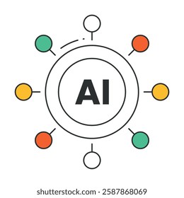 A futuristic AI chip icon symbolizing high-performance computing, machine learning, and deep learning.