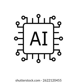 Futuristic AI Chip Vector Symbol – Abstract Technology Logo , Artificial Intelligence Chip Icon – AI Processor, Neural Network Circuit Design