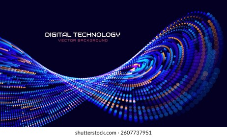 Futuristic AI Data Vortex With Glowing Dots, Abstract Digital Tunnel Flowing Into Cyber Core, Quantum Tech Background For Machine Learning Themes, Vector Illustration.