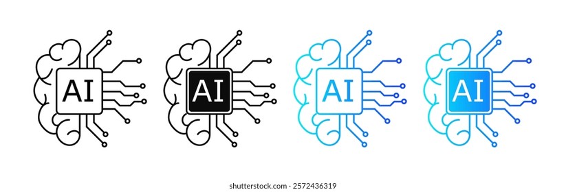 A futuristic AI icon featuring a digital brain with circuit patterns, symbolizing machine learning, data systems, and innovation in modern programming and technology.