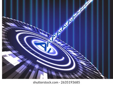 Futuristic AI Interface with Glowing Beam, for technology backgrounds and social media applications.