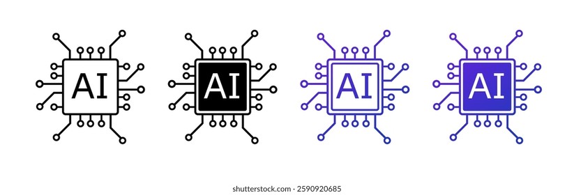 A futuristic AI logo with a chip inspired circuit layout, symbolizing cybernetics, information processing, and technological optimization, ideal for digital innovation.