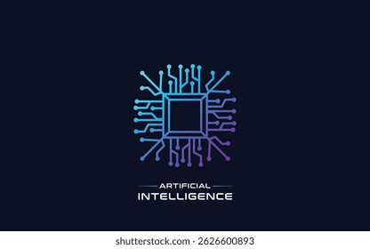 Futuristic AI Logo Design with Circuit Board and Tech Elements