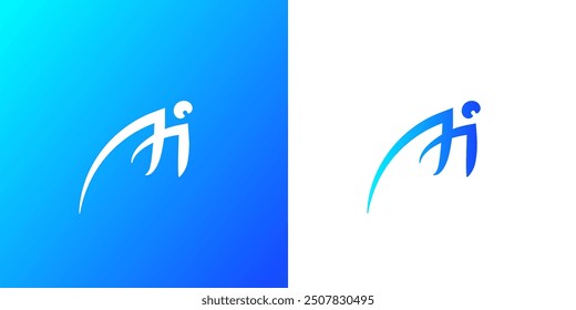 Diseño futurista del logotipo de IA: alta tecnología, marca mínima y moderna para las letras A e I. Logotipo creativo e innovador para IA