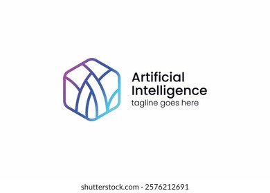Futuristic AI Logo Featuring Geometric Hexagon and Advanced Technology Elements