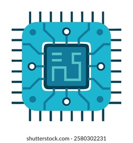 A futuristic AI microchip circuit with a digital pattern