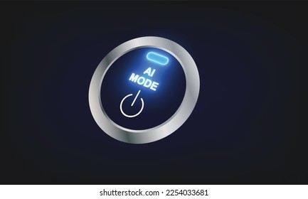 Futuristic AI MODE digital control panel. Vector illustration