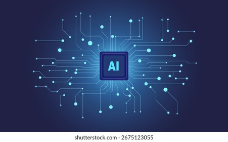 El Vector gráfico simboliza la tecnología avanzada, el procesamiento de datos y las redes neuronales.