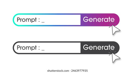 Futuristic AI prompt Generate Bar. Artificial intelligence and Machine learning technology concept. AI enters by command prompt to generate ideas. Chat with AI. Vector illustration.