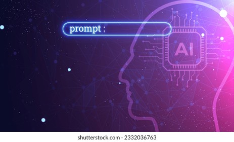 Futuristic AI prompt illustration. High-tech background concept. Ready to use command prompt box