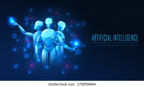 Futuristic Ai robot concept with virtual knowledge suitable for future technology artwork 