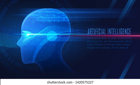 Futuristic Ai robot head concept suitable for future technology artwork 