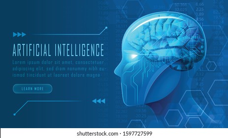 Futuristic Ai robot head concept suitable for future technology artwork 
