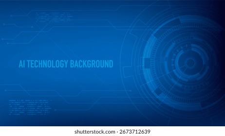 Futuristic AI technology background with digital circuit, abstract data elements, and cyber blue tech design. Perfect for innovation, machine learning, and artificial intelligence concepts