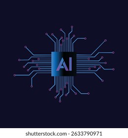 Futuristic ai technology logo with circuit board design and neon gradient for tech branding
