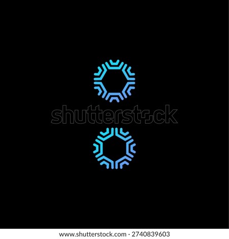 Futuristic AI technology logo featuring geometric hexagon circuit network style for cyber security, software, fintech, and cloud computing companies. Designed for modern startup branding, app icons