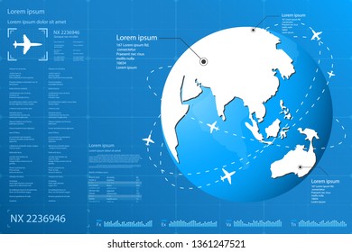 Futuristic airplane database global in the world.vector and illustration