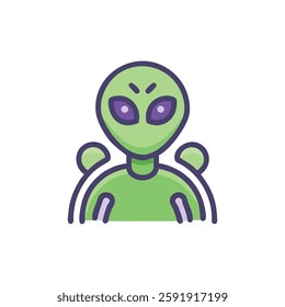 Futuristic alien character icon representing science fiction.