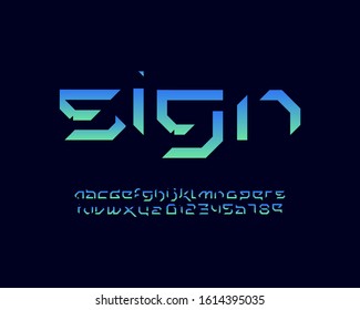 Futuristic alien font set in vector format