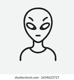 Futuristic Alien Icon in Clean and Minimal Line Art Style