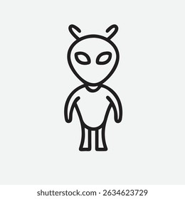 Futuristic Alien Icon in Clean and Minimal Line Art Style