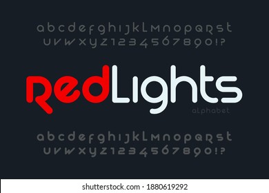 Futuristic alphabet design, typeface, letters and numbers. Vector characters. 