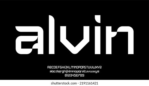 futuristic alphabet font vector set