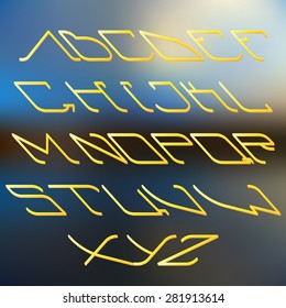 Futuristic alphabet with lines