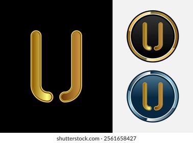 Futuristic alphabet U in gold color style. Graphic alphabet symbol for corporate business identity