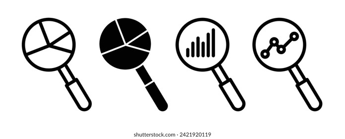 Futuristic Analysis Line Icon. Trend Prediction Icon in Black and White Color.