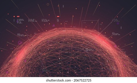 Futuristic analytic technologies, detection and processing of big data network connection plexus, concept of creating visual digital clouds, analysis of digital databases, vector background