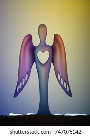 futuristic angel, contemporary art Christmas sculpture, christianity Christmas symbol, vector