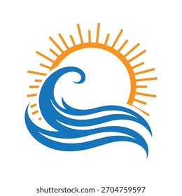 Onda angular futurista abaixo de raios solares segmentados Design de logotipo