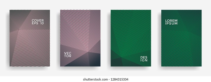 Futuristic annual report design vector collection. Gradient grid texture cover page layout templates set. Report covers geometric design, business brochure pages corporate backgrounds.