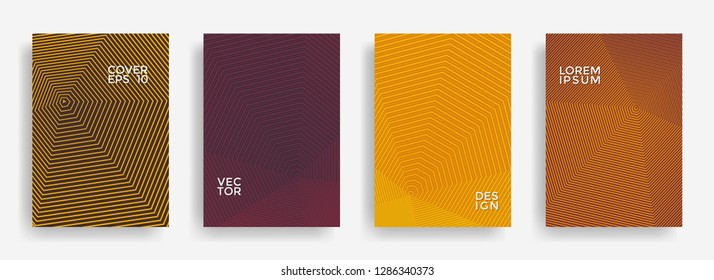 Futuristic annual report design vector collection. Gradient halftone grid texture cover page layout templates set. Report covers geometric design, business brochure pages corporate templates.