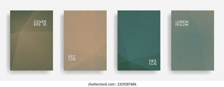Futuristic annual report design vector collection. Gradient halftone grid texture cover page layout templates set. Report covers geometric design, business brochure pages corporate banners.