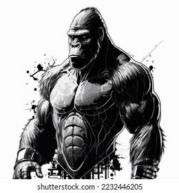 Futuristic Ape Logo design, Muscular gorilla, Vector, perfect for branding. 