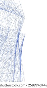 Futuristic Architectural Wireframe – Abstract Skyscraper Cityscape with Geometric Perspective