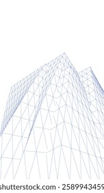 Futuristic Architectural Wireframe – Abstract Skyscraper Cityscape with Geometric Perspective
