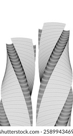 Futuristic Architectural Wireframe – Abstract Skyscraper Cityscape with Geometric Perspective
