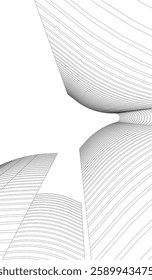 Futuristic Architectural Wireframe – Abstract Skyscraper Cityscape with Geometric Perspective
