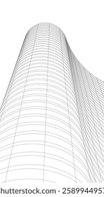 Futuristic Architectural Wireframe – Abstract Skyscraper Cityscape with Geometric Perspective	