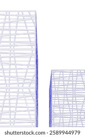 Futuristic Architectural Wireframe – Abstract Skyscraper Cityscape with Geometric Perspective	