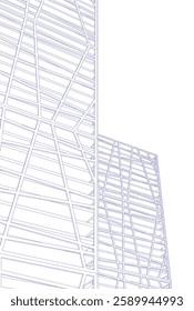 Futuristic Architectural Wireframe – Abstract Skyscraper Cityscape with Geometric Perspective	