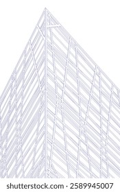 Futuristic Architectural Wireframe – Abstract Skyscraper Cityscape with Geometric Perspective	